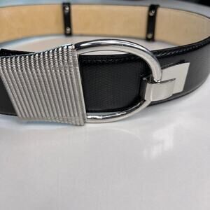 Steven Steve Madden Women 2" Wide Leather Embossed Belt Black Adjustable Size OS